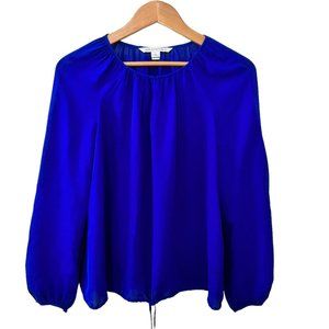 Diane Von Furstenberg Cobalt Blue Silk Blouse M